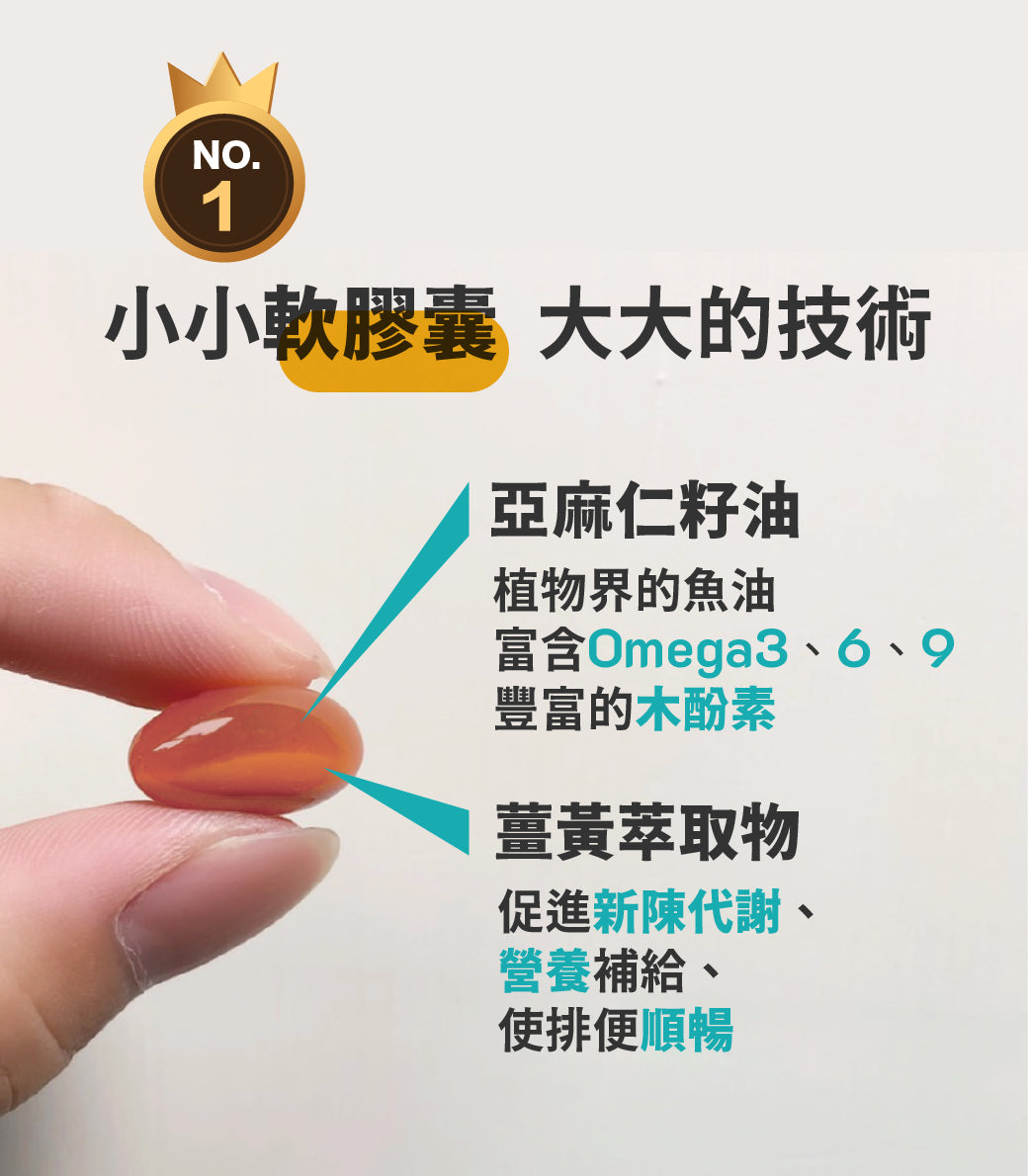 薑黃亞麻仁籽油軟膠囊 30顆/盒｜促進代謝